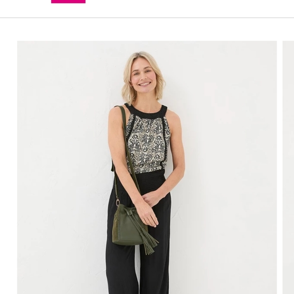 FatFace Nancy Inlay Floral Cami US 10 Nwot Black/Ivory - Picture 7 of 11